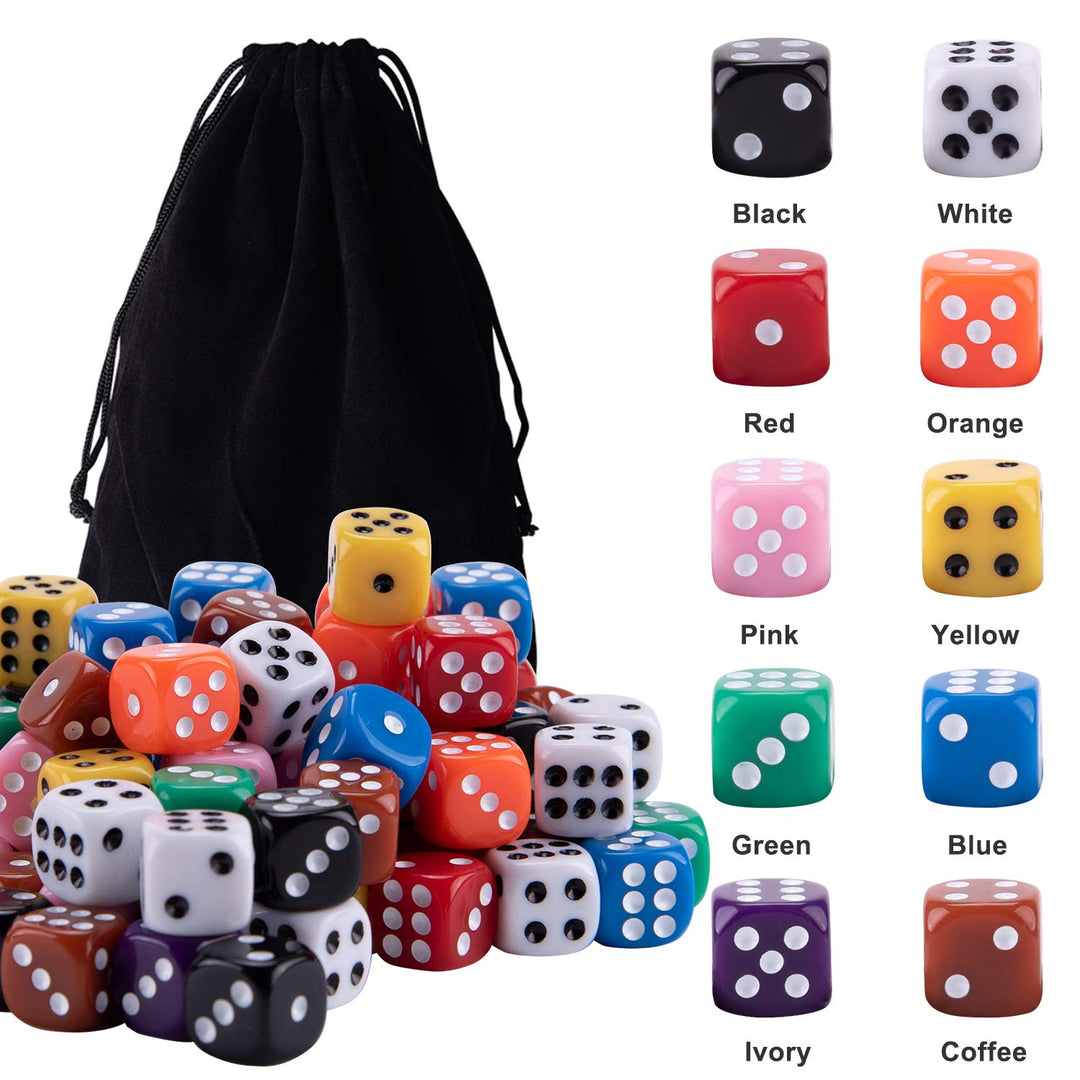 AUSTOR 100 Pieces Dices 12mm Game Dice Set 6 Sided Roun
