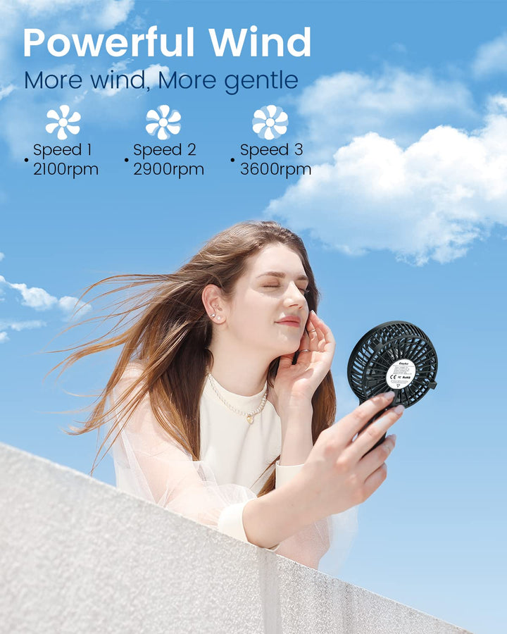 Mini Handheld Fan, Portable Fan Small USB Desk Fan Personal Hand Fan 3 Speed 10H Working Hours Rechargeable Battery Cooling Folding Fan for Travel Outdoor Office Household