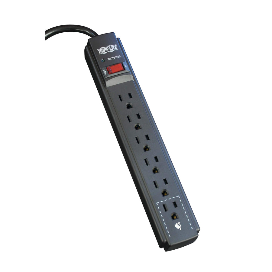 6 Outlet Surge Protector Power Strip, 6ft Cord, 790 Joules, Black, $20,000 INSURANCE (TLP606B)
