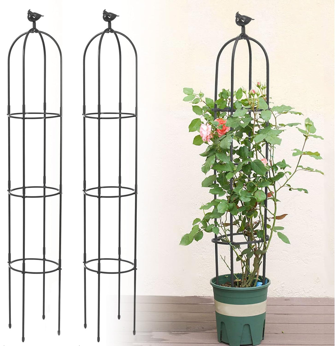 6 Feet Tall Garden Trellis for Climbing Plants Kalolary Garden Tower Obelisk Trellises Rustproof Metal Potted Plant Climbing Support for Indoor Outdoor Flowers Vegetable Fruits Vines Support (Blue)