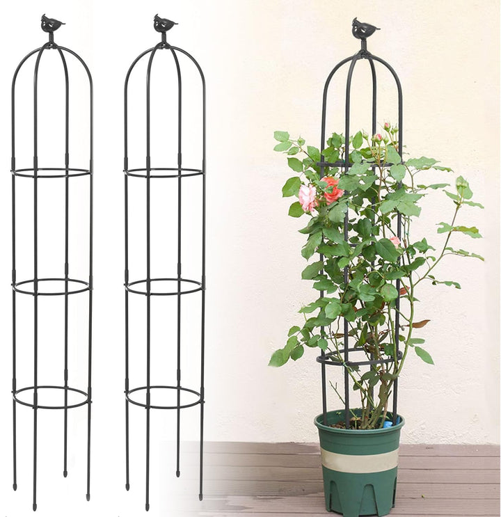 6 Feet Tall Garden Trellis for Climbing Plants Kalolary Garden Tower Obelisk Trellises Rustproof Metal Potted Plant Climbing Support for Indoor Outdoor Flowers Vegetable Fruits Vines Support (Blue)