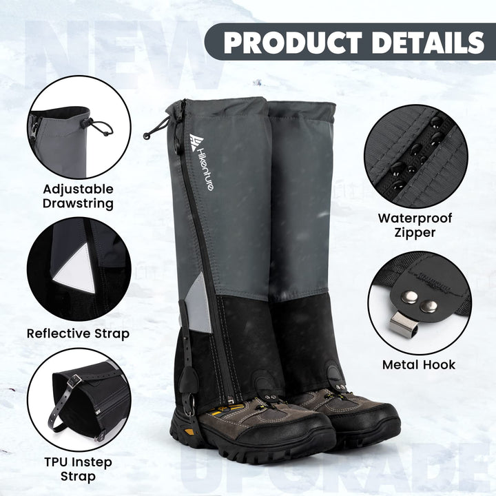 Gaiters for Hiking Waterproof, Leg Gaiters with Upgraded Zipper Design, Lightweight Shoe Gaiters for Men Women, Dirt-Proof Ripstop Hiking Gaiters, Breathable Boot Gators for Hunting