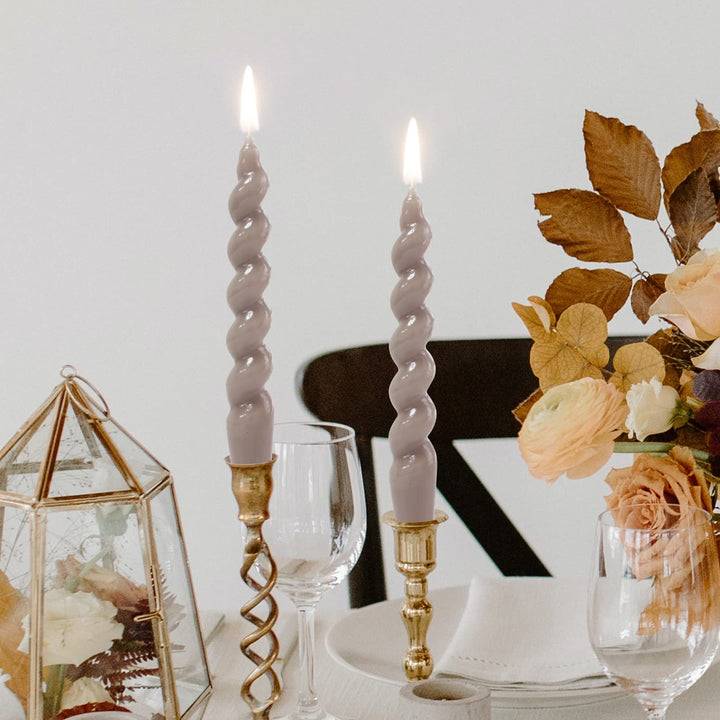 Brown Spiral Taper Candles Twisted Candles H 7.5inch Candles Stick Unscented Dinner Candle Dripless for Home Decor, Relaxation &amp; All Occasions(Brown)