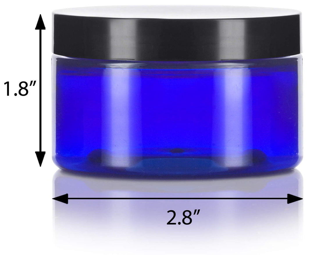 Cobalt Blue 4 oz PET (BPA Free) Plastic Jar (12 pack)