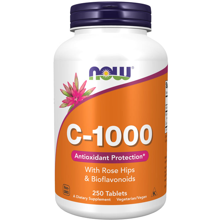 NOW Supplements, Vitamin C-1,000 with Rose Hips &amp; Bioflavonoids, Antioxidant Protection*, 250 Tablets