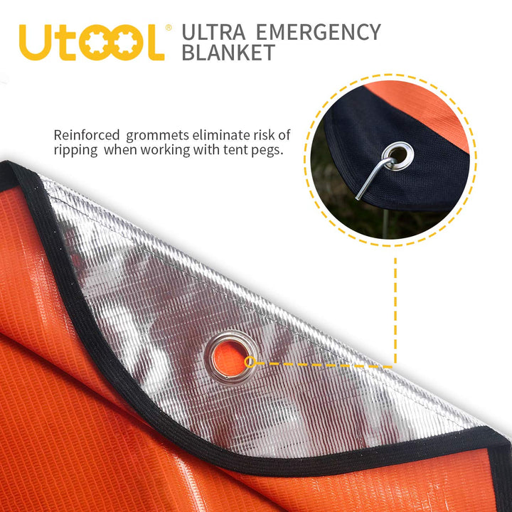 5-Layer Ultra Emergency Blanket Survival Blanket Heavy Duty Thermal Outdoor Waterproof Survival Space Blanket for Hiking, Camping, Orange