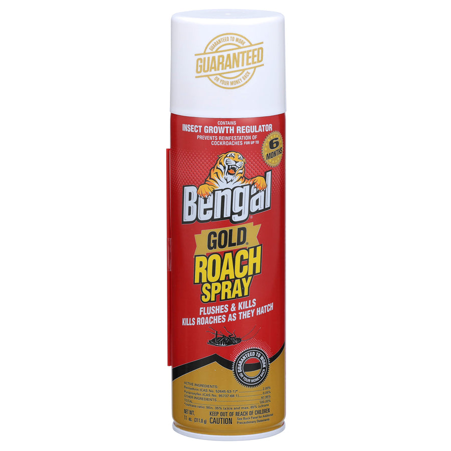 Gold Roach Spray, Odorless Stain-Free Dry Aerosol Killer Spray with Insect Growth Regulator, 11 Oz. Aerosol Can