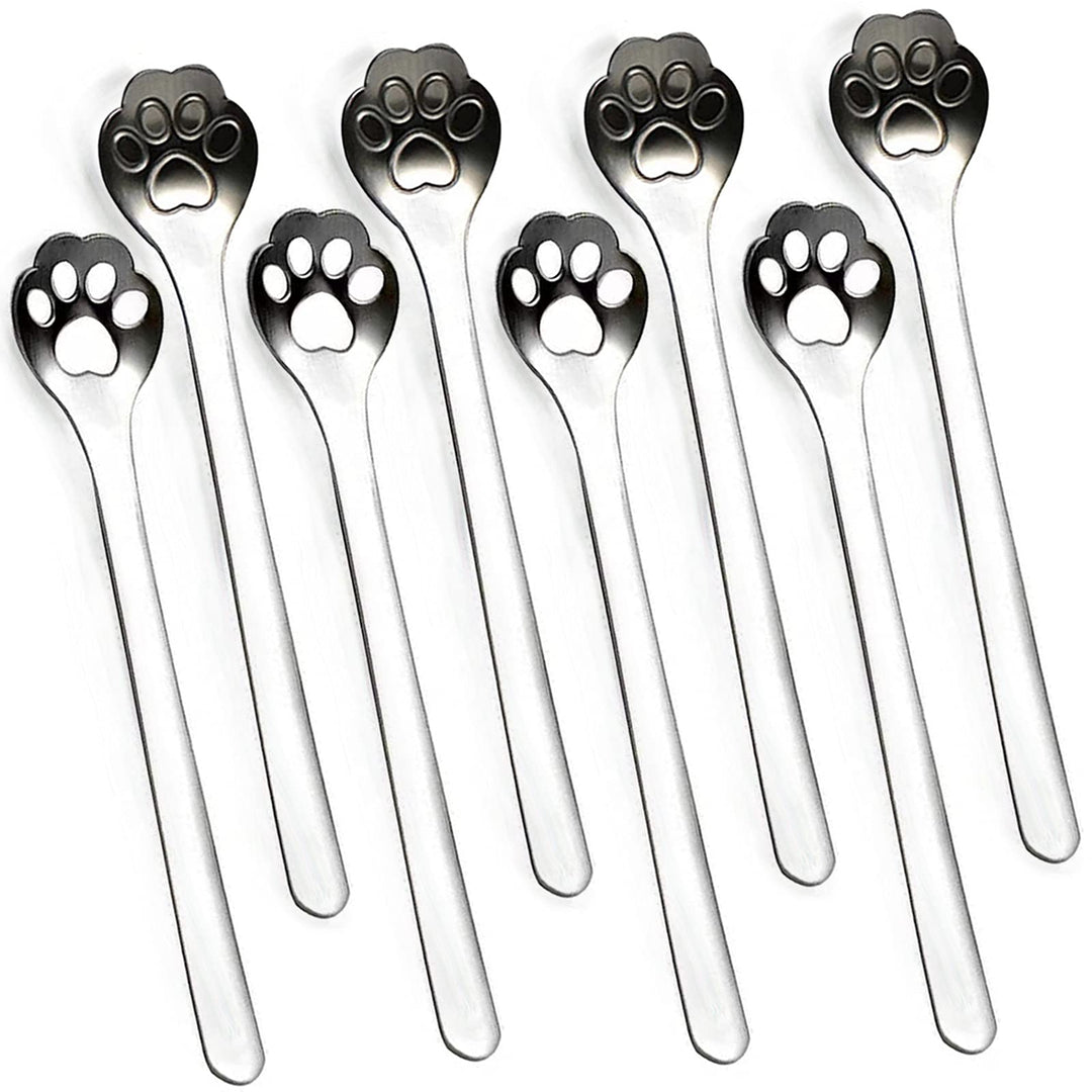 8-Pack Cat Paw Spoon Stainless Steel Teaspoons, Sugar, Coffee, Cake, Dessert, Ice Cream Spoon Stirring Spoon, 5.9 inch