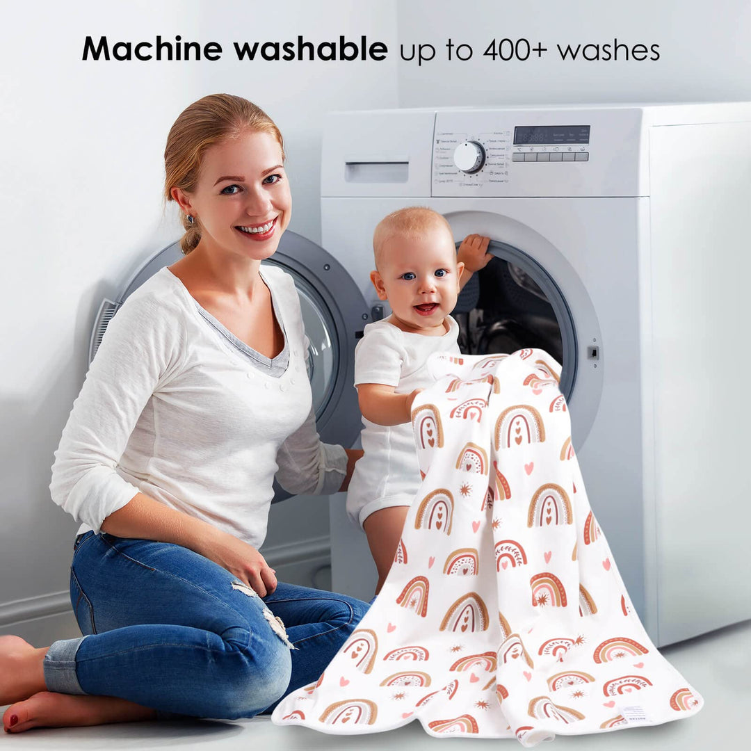 Baby Bed Pad Waterproof Washable Reusable 31x40 Large Toddler Mattress Protector Incontinence Pads Sheet Cover Underpads for Kids Adults and Pets Potty Training Mat-Rainbow