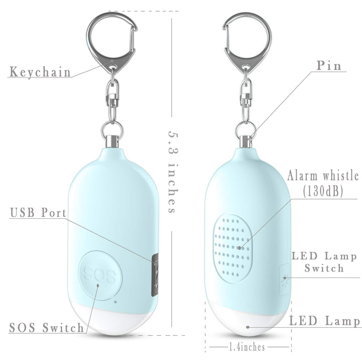 Safesound Personal Alarm Siren Song 1-Pack - 130dB Self Defense Alarm Keychain with Mini Emergency LED Flashlight - Security Personal Protection Devices for Women Girls Kids and Elderly