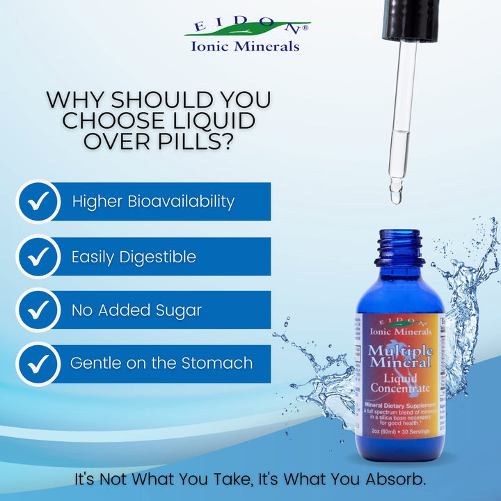 Multiple Minerals Supplement - Ionic Trace Mineral Drops for Water, Natural Liquid Vitamins to Support Heart Health and Hydration, Bioavailable, No Preservatives - 2 oz