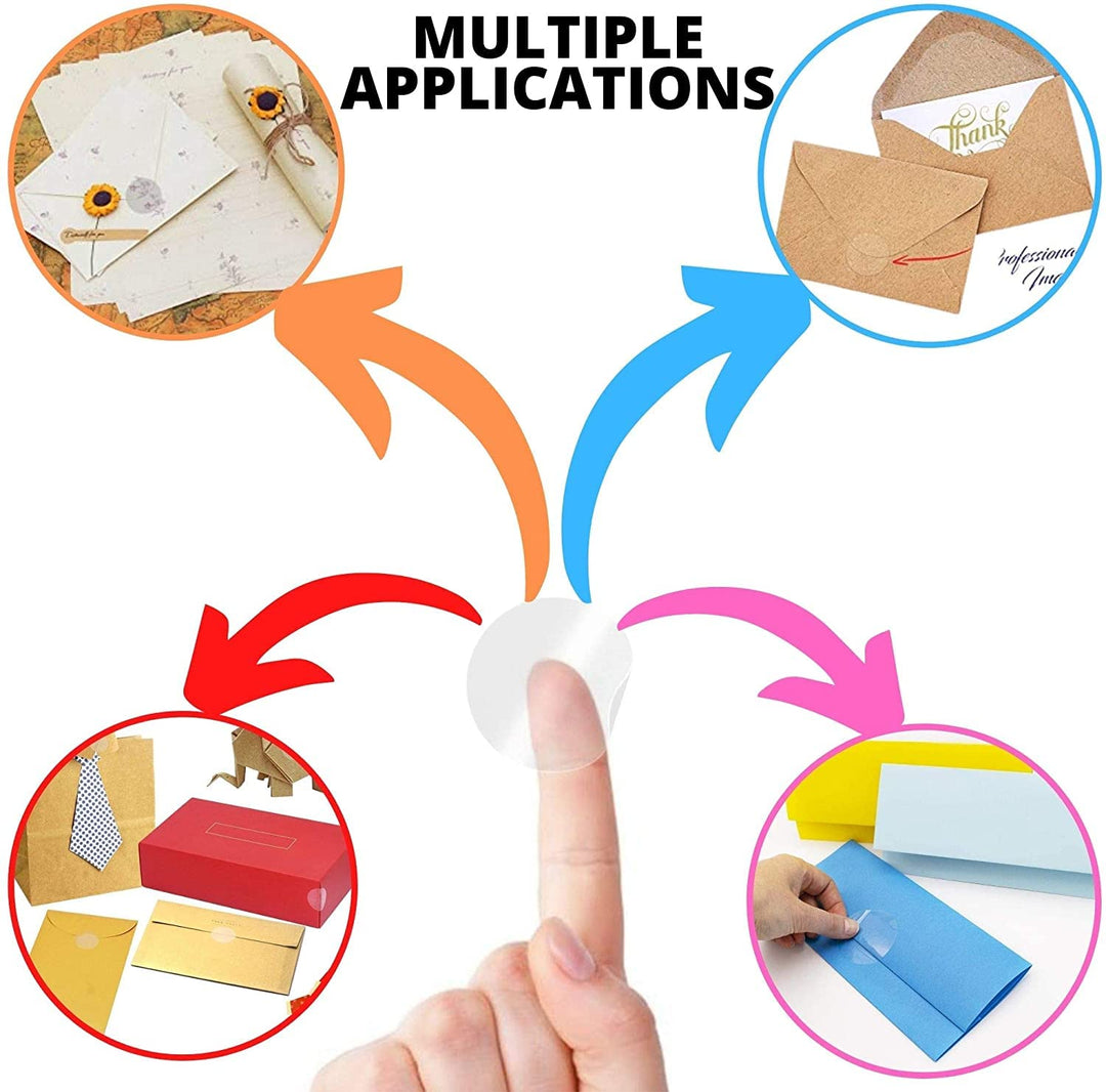 Crystal Clear Transparent 0.5 Round Stickers 2 Across, Envelope Tab Sealer and Retail Package Round Clear Seal Labels Self Adhesive, 1000 Stickers Per Roll