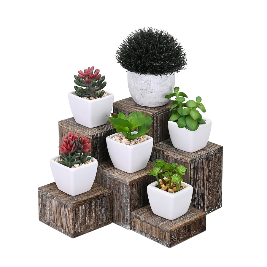MOOCA Wooden 6 Pcs Square Risers for Display Jewelry an