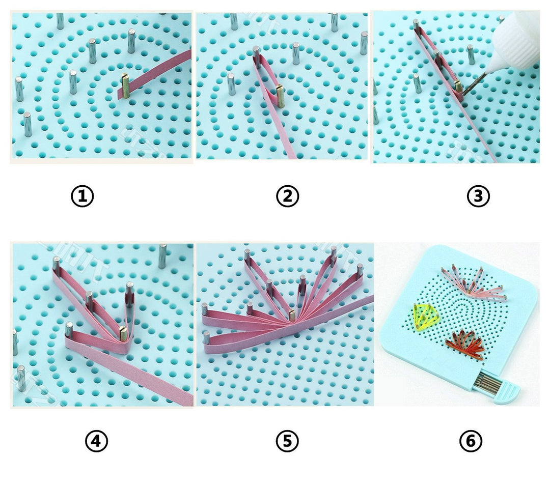 Quilling Tool Quil Board with Pins Storage Box, Grid Guide Quilling Board for Making Paper Strips