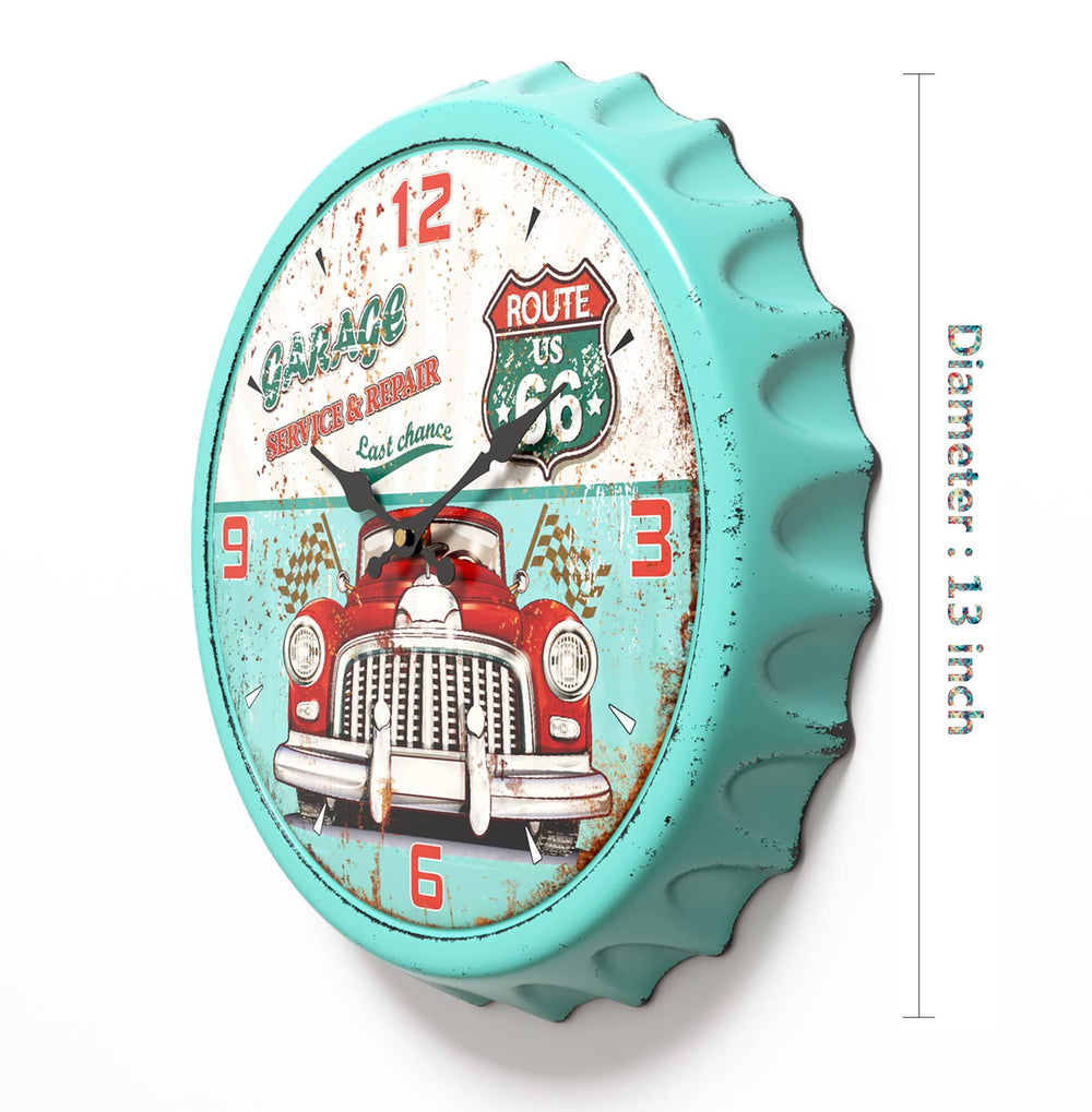Menterry Bottle Cap Design Iron Retro Wall Clock, 13 in