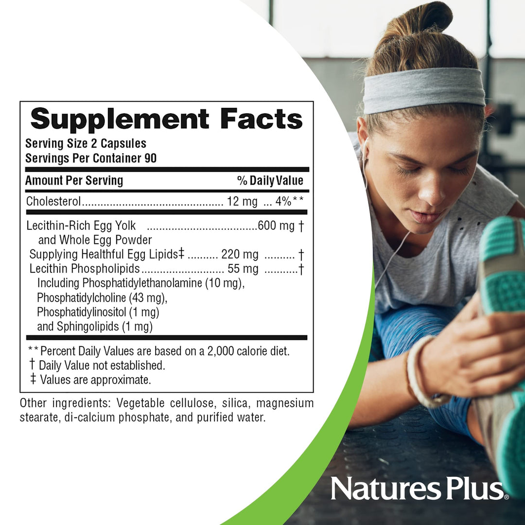NaturesPlus Egg Yolk Lecithin - 600 mg, 180 Capsules - 
