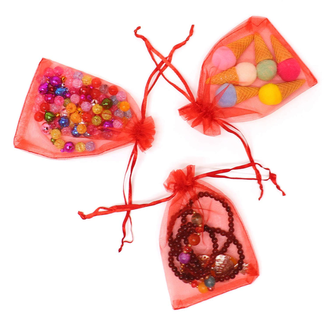 Pimuza 50pc 4x6 inches Gifts Wrap Bags Red,Organza Shee