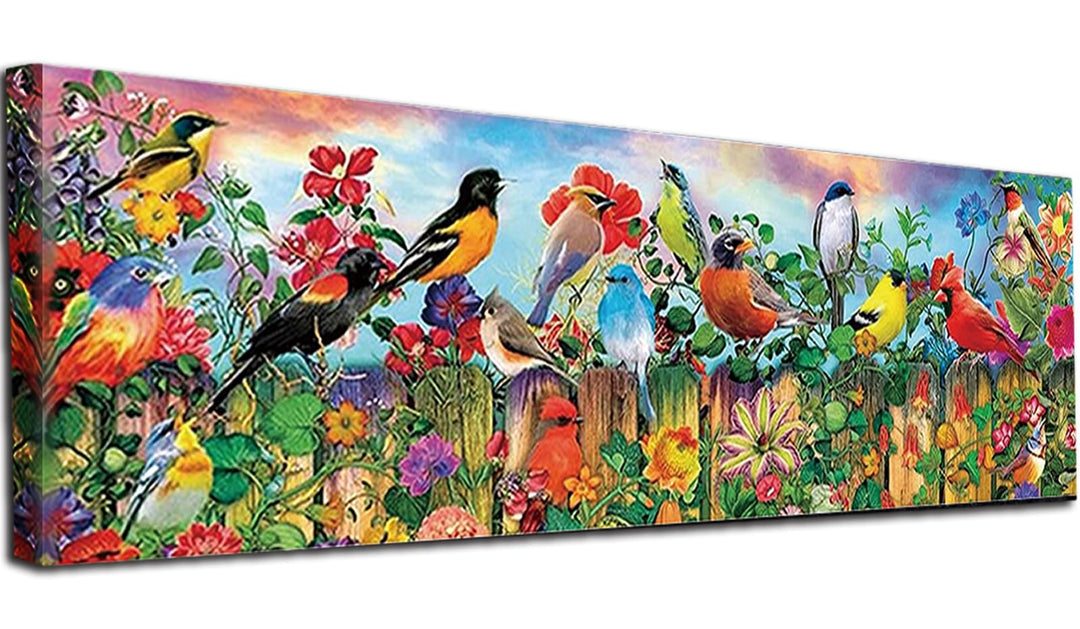 5D Diamond Painting Kits for Adults (35.4x11.8inch) DIY Spring Birds Flowers Full Round Drill Embroidery Pictures Arts Paint by Diamonds Kits Diamond Art Kits for Home Wall Decor