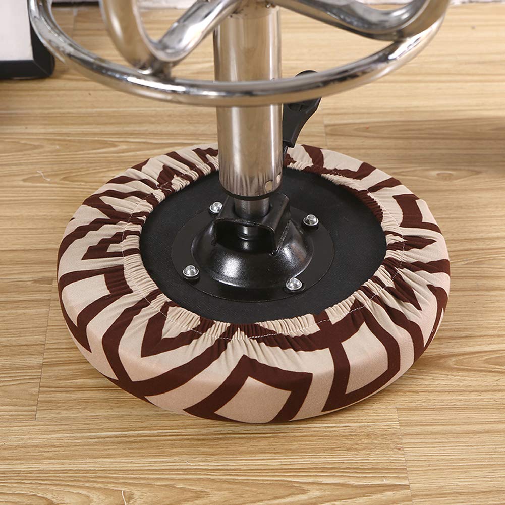 ANWUCHEN Stool Covers Round,4 Pack Stretch Round Bar Stool Covers Elastic Bar Stool Seat Covers Round Stool Cushion Slipcover Bar Chair Cover with Elastic Band for 13-18 Inch Round Barstools(Brown)