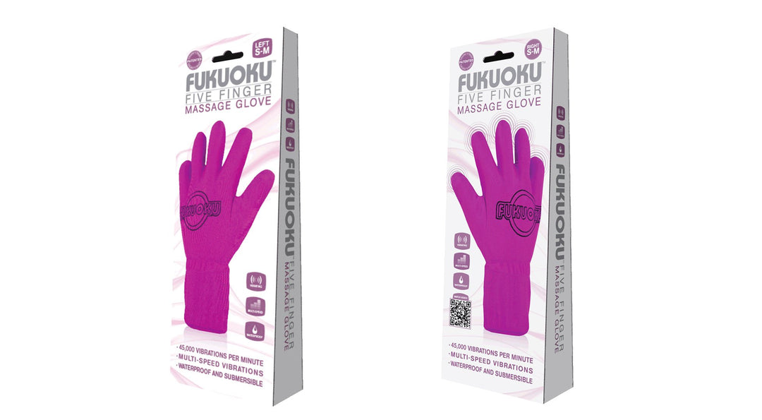 Fukuoku Right and Left Handed Five Finger Vibrating Massage Glove Kit, Fits Small To Medium, Pink, 9.55 Pound