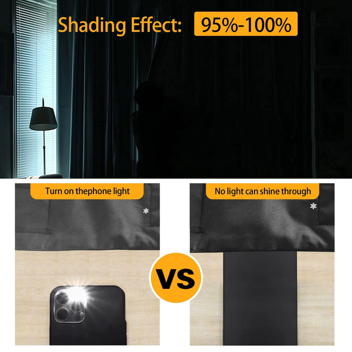 Portable Blackout Curtains, 100% Polyester Temporary Blackout Shades with Suction Cups for Nursery Room Windows, Baby/Kids Travel Use - 50 x 78, Moon & Stars Pattern