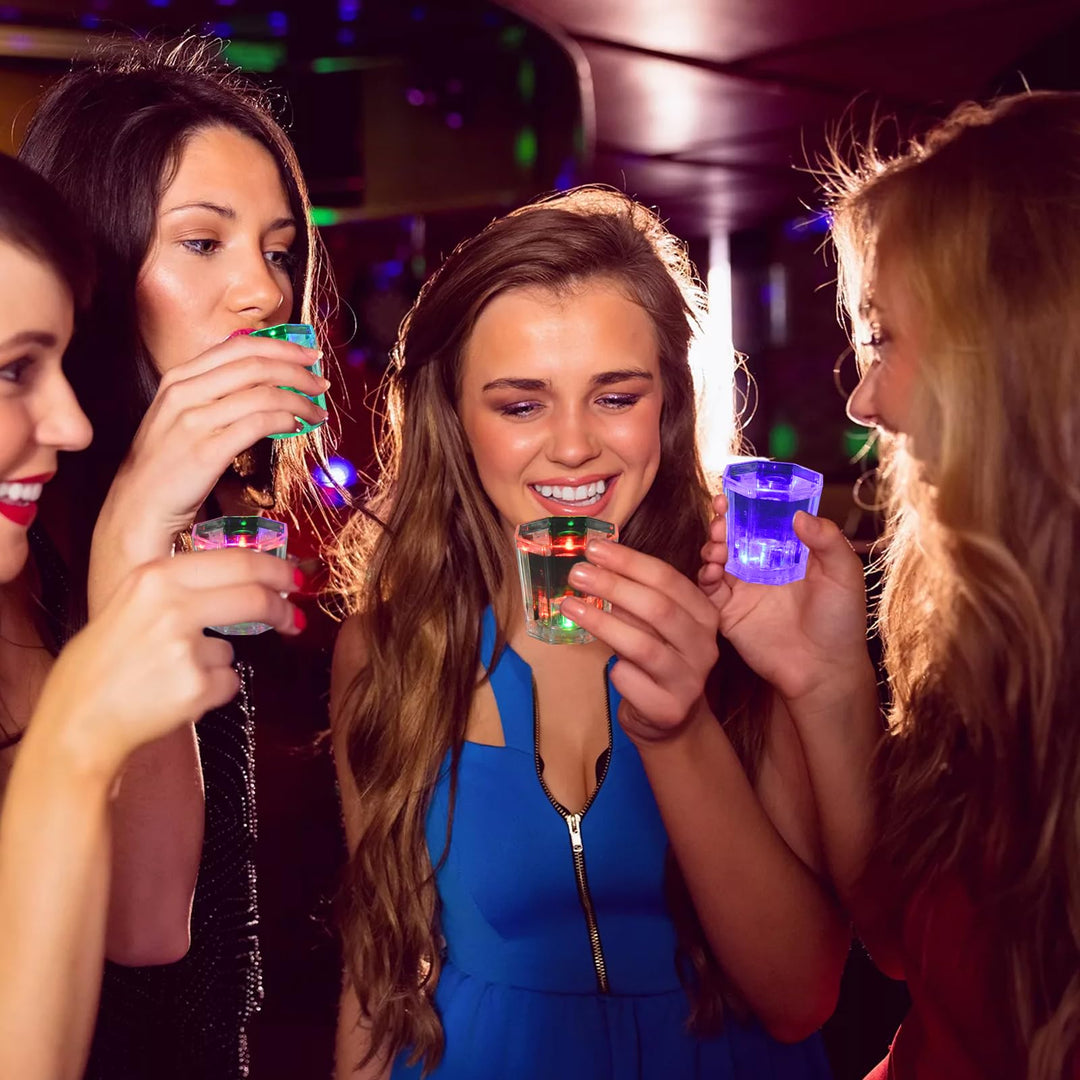 Light Up Shot Glasses Set of 24 Party Favors Adults Shot Cups for Party LED Flash Light Up Drinking Glasses Glow in the Dark Shot Glasses for Birthday Christmas Thanksgiving Weddings Festivals etc