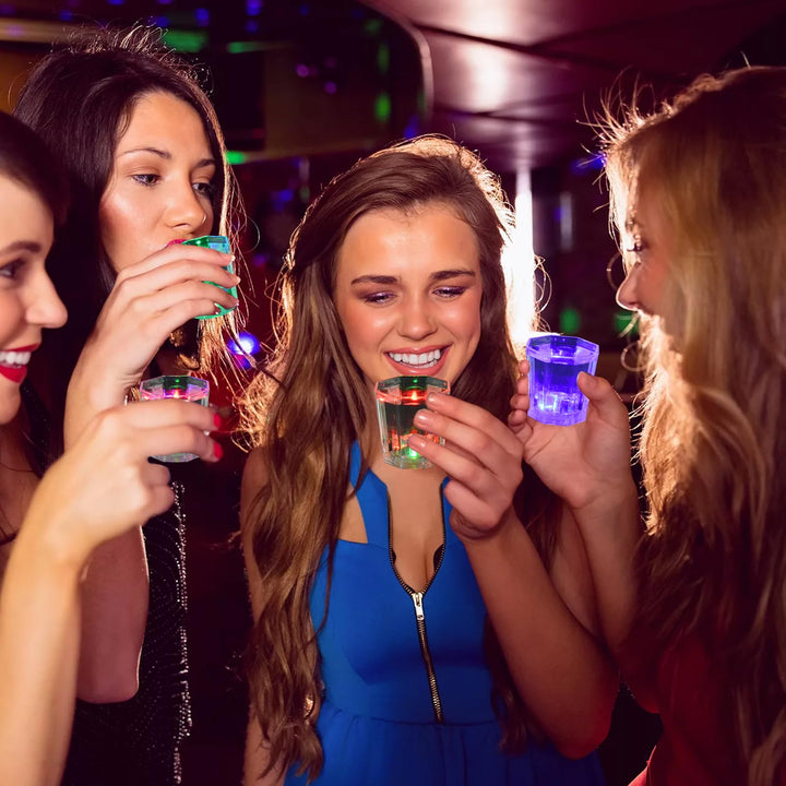 Light Up Shot Glasses Set of 24 Party Favors Adults Shot Cups for Party LED Flash Light Up Drinking Glasses Glow in the Dark Shot Glasses for Birthday Christmas Thanksgiving Weddings Festivals etc