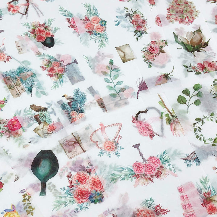 Washi Stickers Sets for Scrapbooking, DIY Crafts for Stationery, Diary, Card Making, (18 Sheets) Flowers and Wreaths