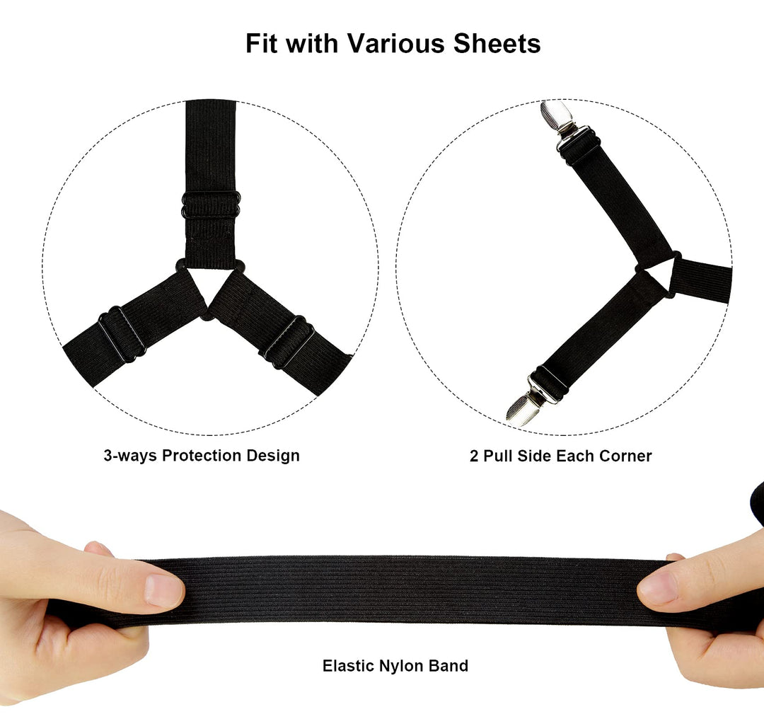 Attmu Bed Sheet Straps, 2 Pack Fitted Bed Sheet Fastene