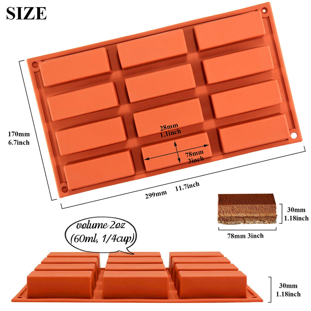 Funshowcase 12 Cavity Narrow Rectangle Bars Silicone Mold