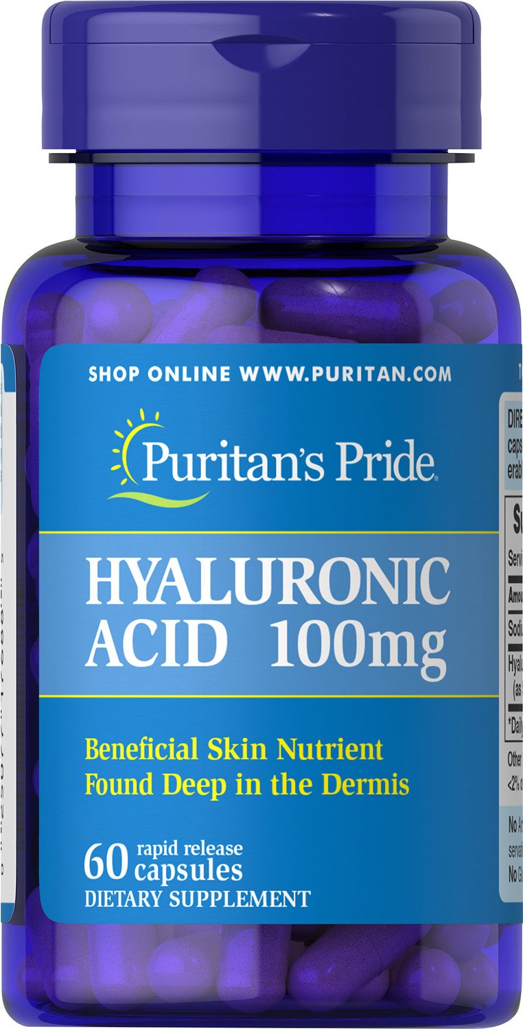 Puritans Pride Hyaluronic Acid 100 mg Capsules, 60 Coun