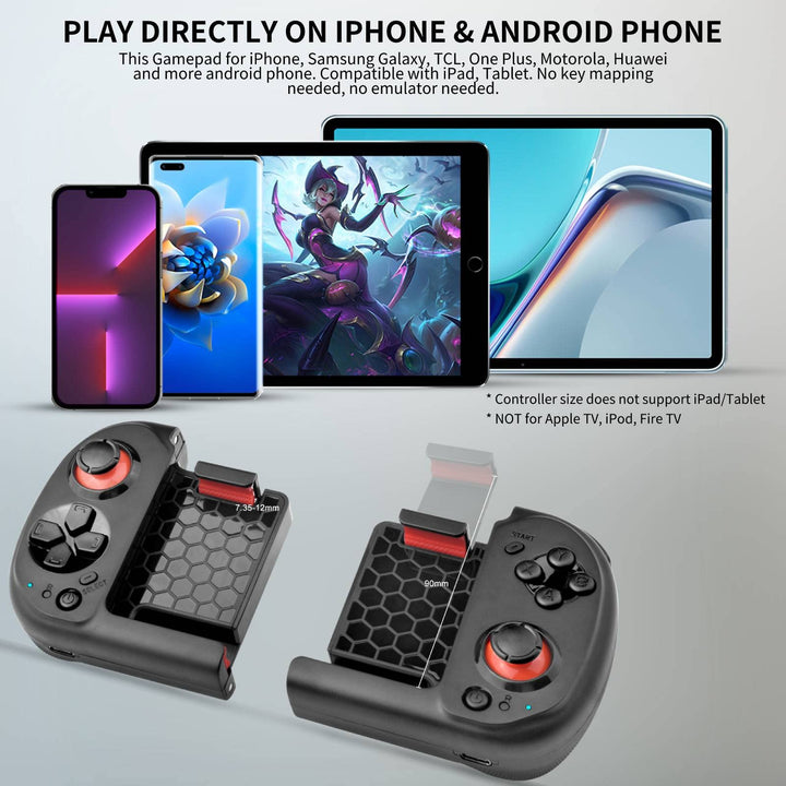 Wireless Gaming Controller for iPhone/iOS/Android with Magnetic Storage, Pocket Size, Portable Bluetooth Gamepad Joystick for iPhone 15/14/13/Samsung Galaxy 22/21/20/Call of Duty Mobile/Genshin