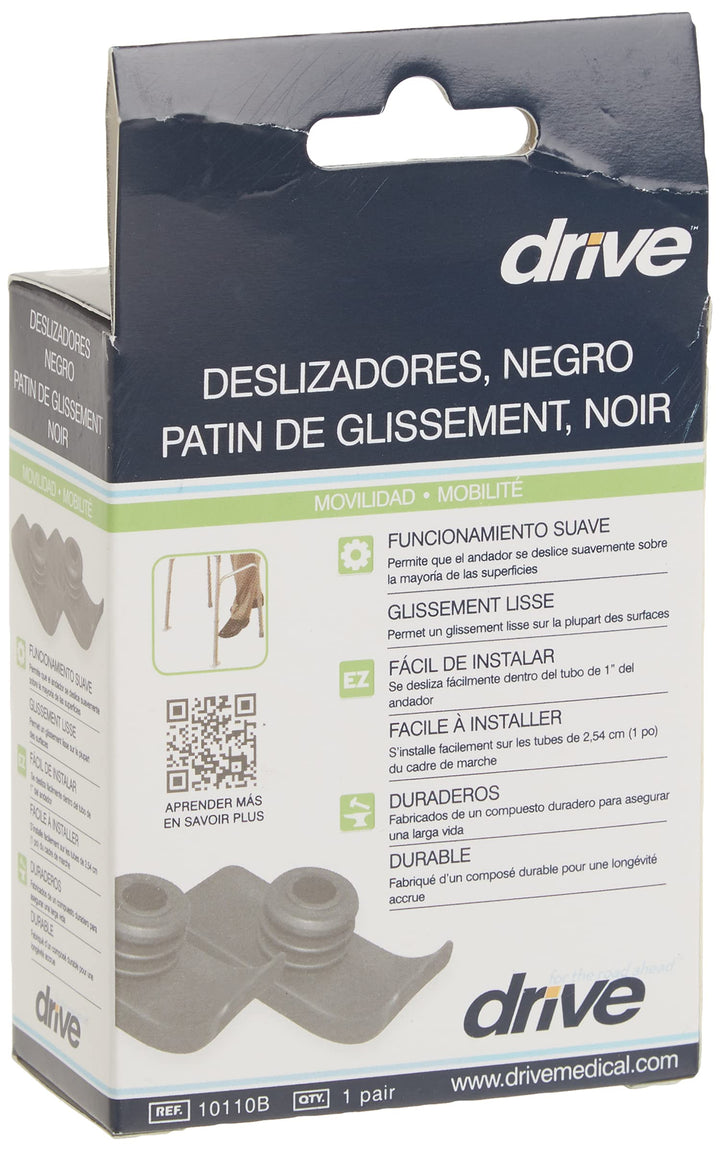 Walker Ski Glides, Black, 1 Pair