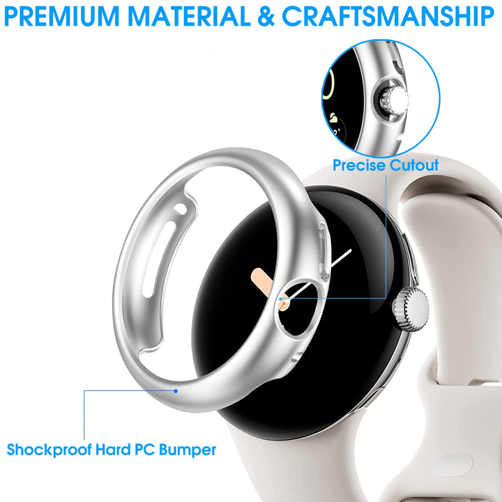 4 Pack Case for Pixel Watch 3/2/1 41mm, Shockproof Hard PC Protective Cover, All-Around Edge Bumper Compatible with Pixel Watch 3/2/1 41mm