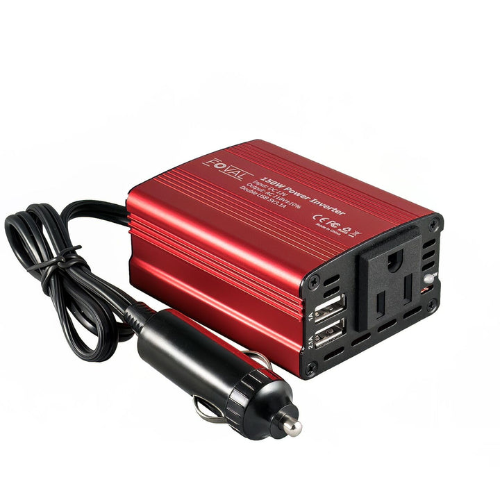 150W Car Power Inverter 12V DC to 110V AC Converter Vehicle Adapter Plug Outlet with 3.1A Dual USB Car Charger for Laptop Computer (Classic Red)