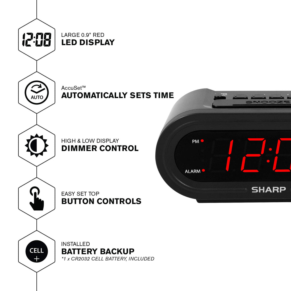 Sharp Digital Alarm with AccuSet - Automatic Smart Cloc