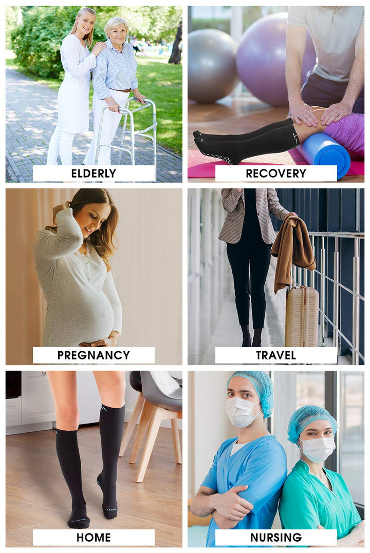 LA ACTIVE Graduated Compression Socks with Non-Slip Gri