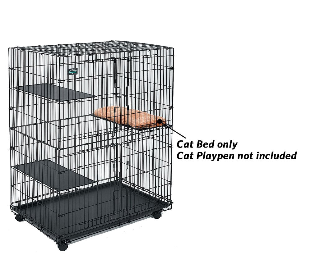 Plush Cat Bed, Fits MidWest Cat Playpen Model 130, Machine Washable, Small, Camel