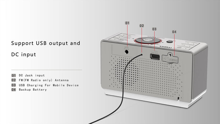 Alarm Clock Radio with Bluetooth Speaker, FM Radio, Dual Alarm with Snooze, Large LED Display, Dimmer Control, USB Charging Output and Night Light CKS708