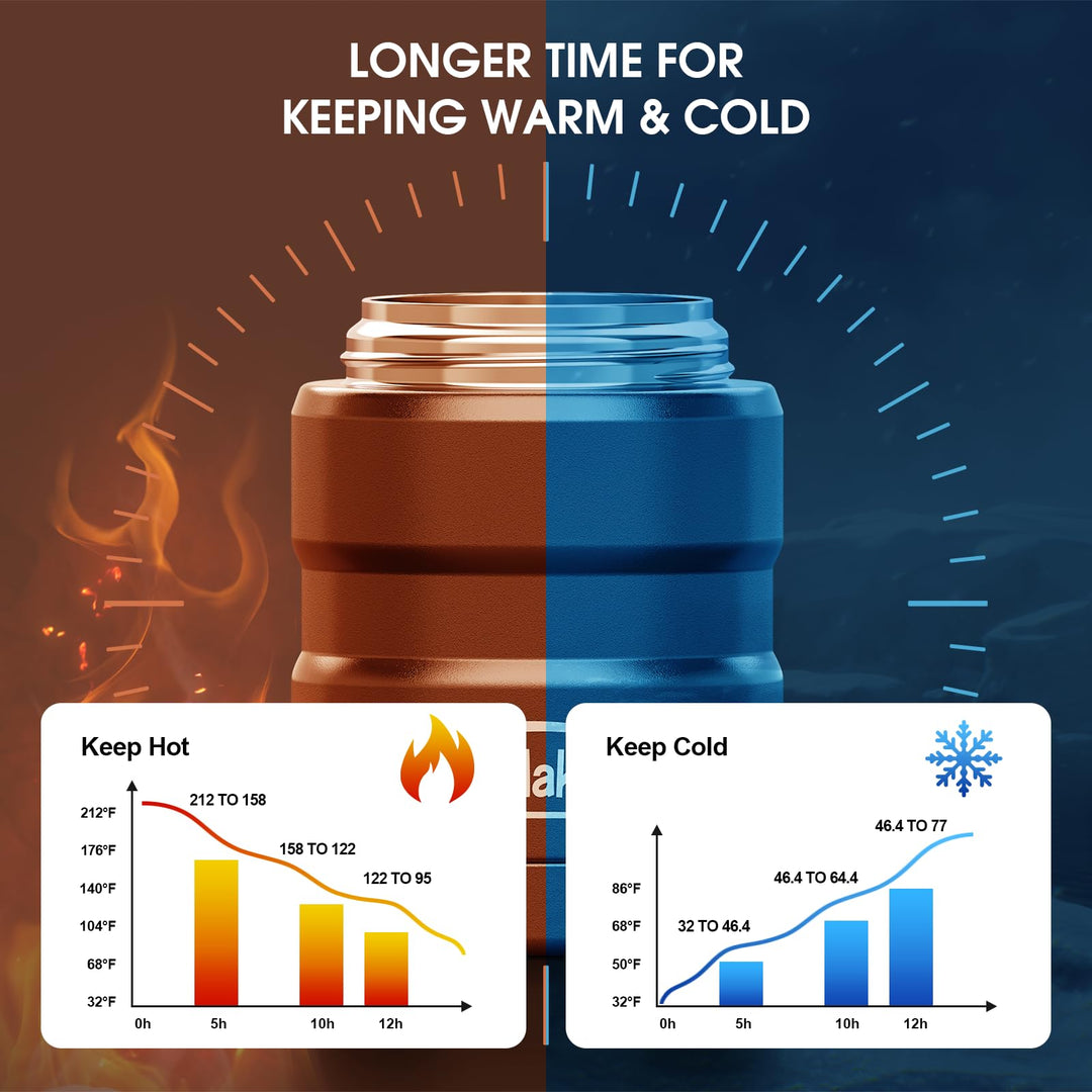 Containers for Hot Food, 2 Pack insulated food jar for hot, soup vessels, Lunch box containers for hot cold food with carry bag and Folding Spoon