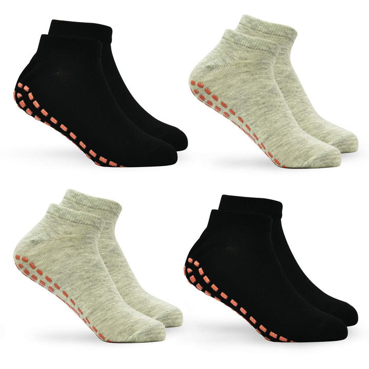 Kids Trampoline Socks Anti-Skid Non Slip Sticky Grips Socks 4 Pairs for Pilates, Ballet, Barefoot Workout for 6-9 Years Infants Baby Children