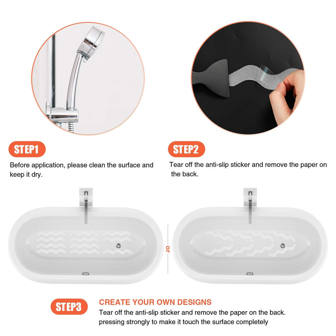 Patented Anti Slip Shower Stickers 24 PCS Safety Bathtub Strips Adhesive Decals with Premium Scraper for Bath Tub Shower Stairs