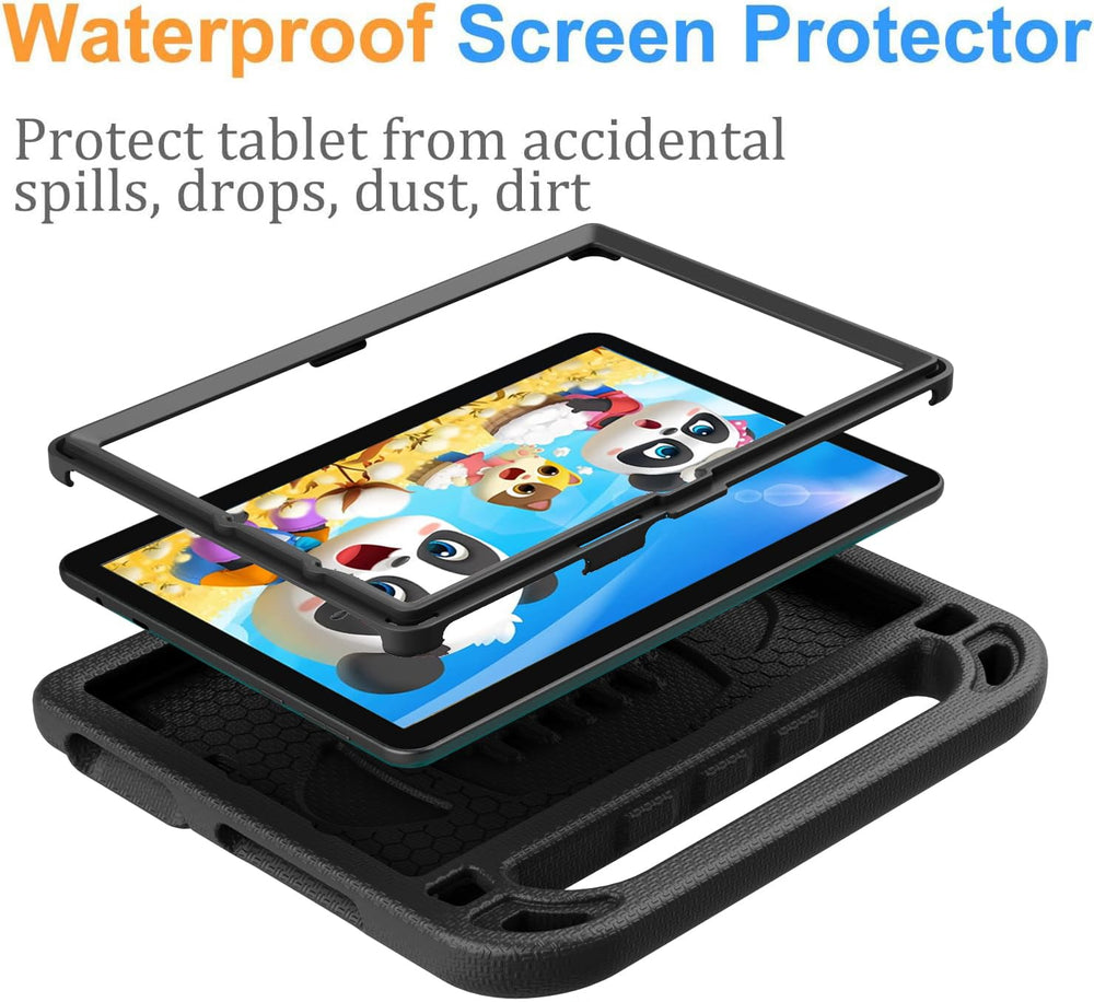 2021 All-New 10 Tablet 2021 Case - with Screen Protector, Shockproof Lightweight Kid-Proof Cover Handle Kids Case for All-New 10 inch Tablet(Only Fit 11th Generation, 2022 Release) - Rose