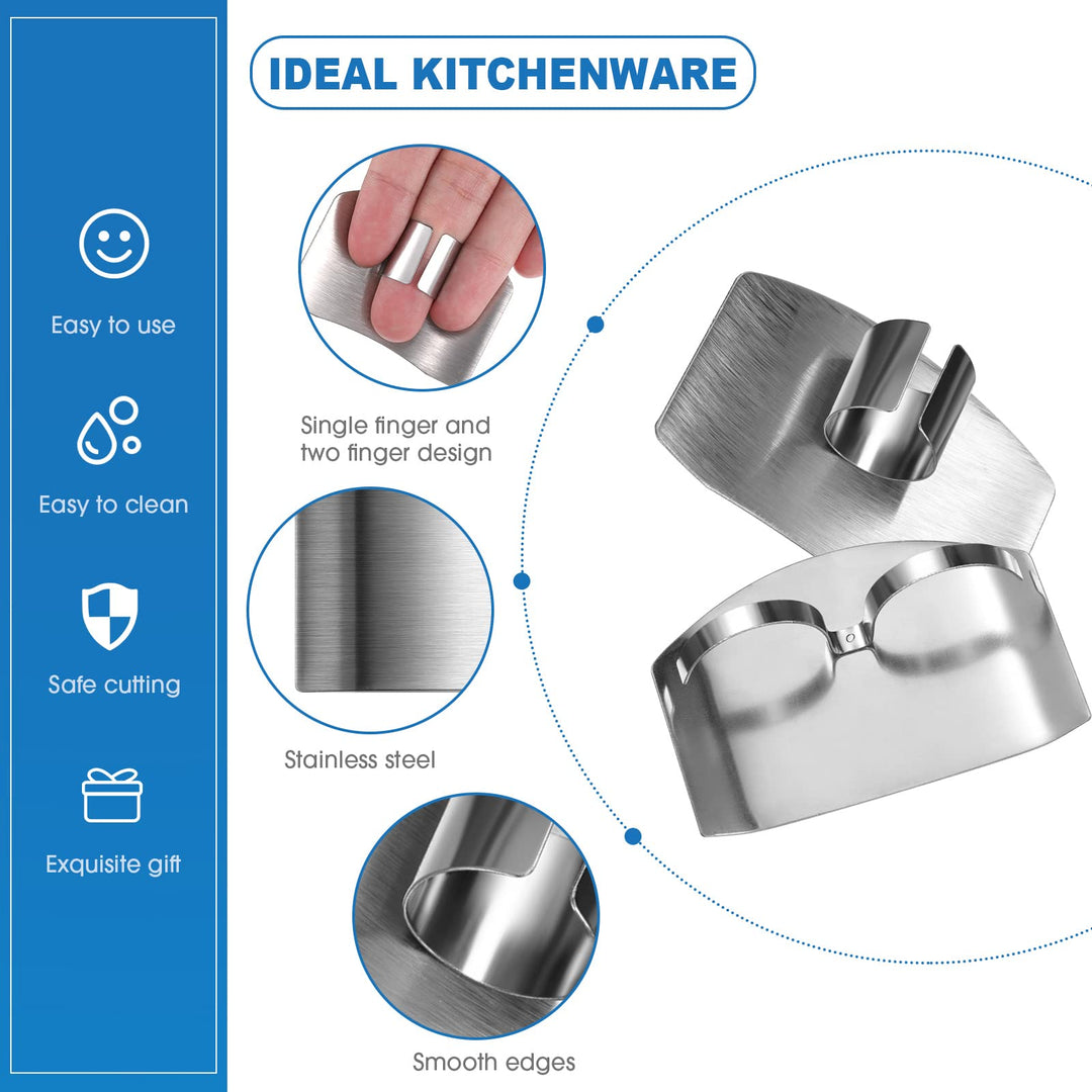 9 Pieces Finger Guard for Cutting Vegetables, Stainless Steel Finger Protector, Knife Finger Protector, Thumb Guard Peelers for Onion Holder Slicer Kitchen Tool Avoid Hurting When Slicing and Chopping