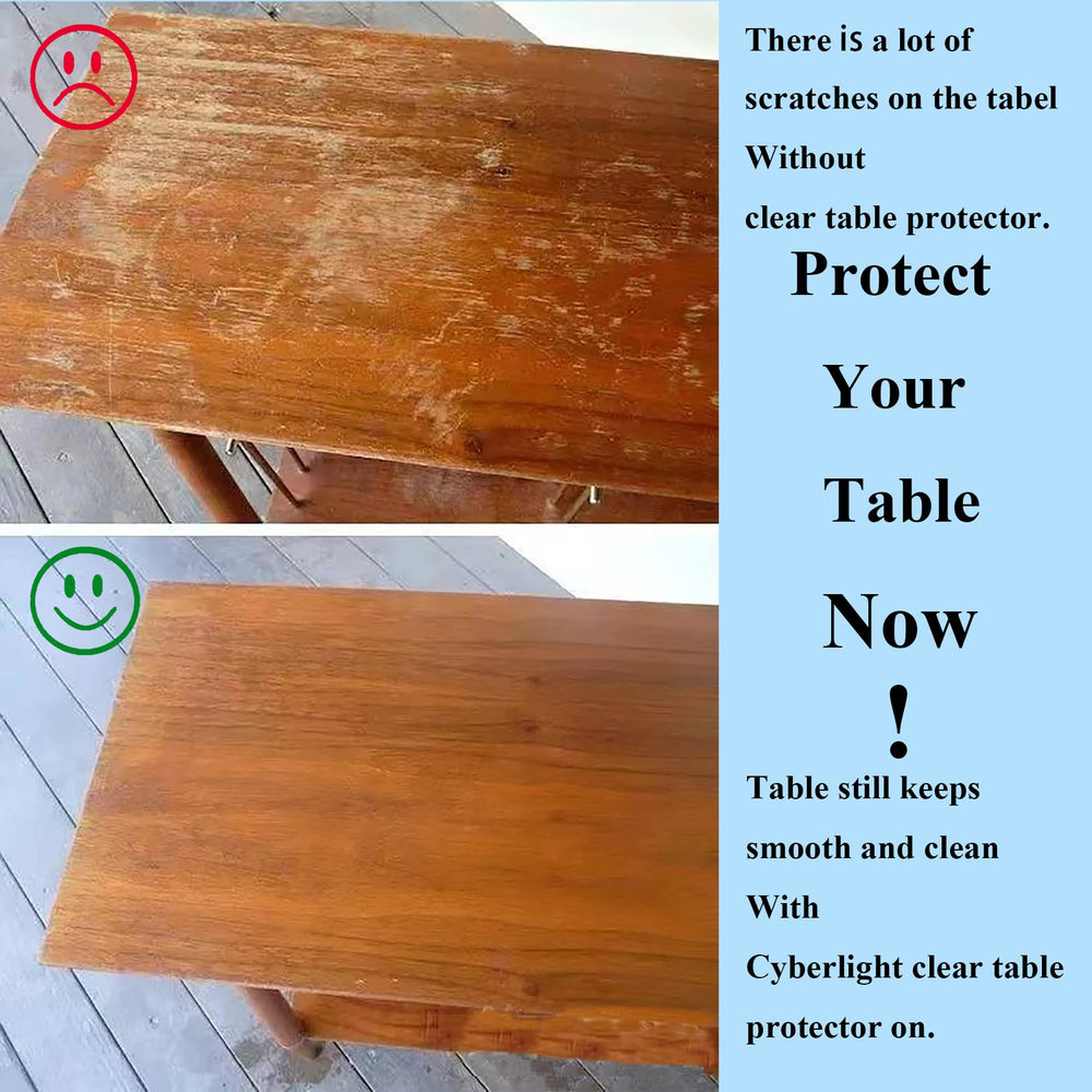 Clear Table Protector Oval 51 in x 70 in Plastic Vinyl Transparent Cloth Waterproof Tablecloth Kitchen Dining Room Furniture Wood Cover Protector