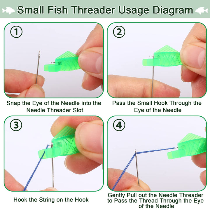 36Pcs Sewing Machine Inserter Needle Threaders Fish Type Automatic Sewing Needle Threaders Hand Machine Sewing Tool with Clear Box for Small Eyes Needle