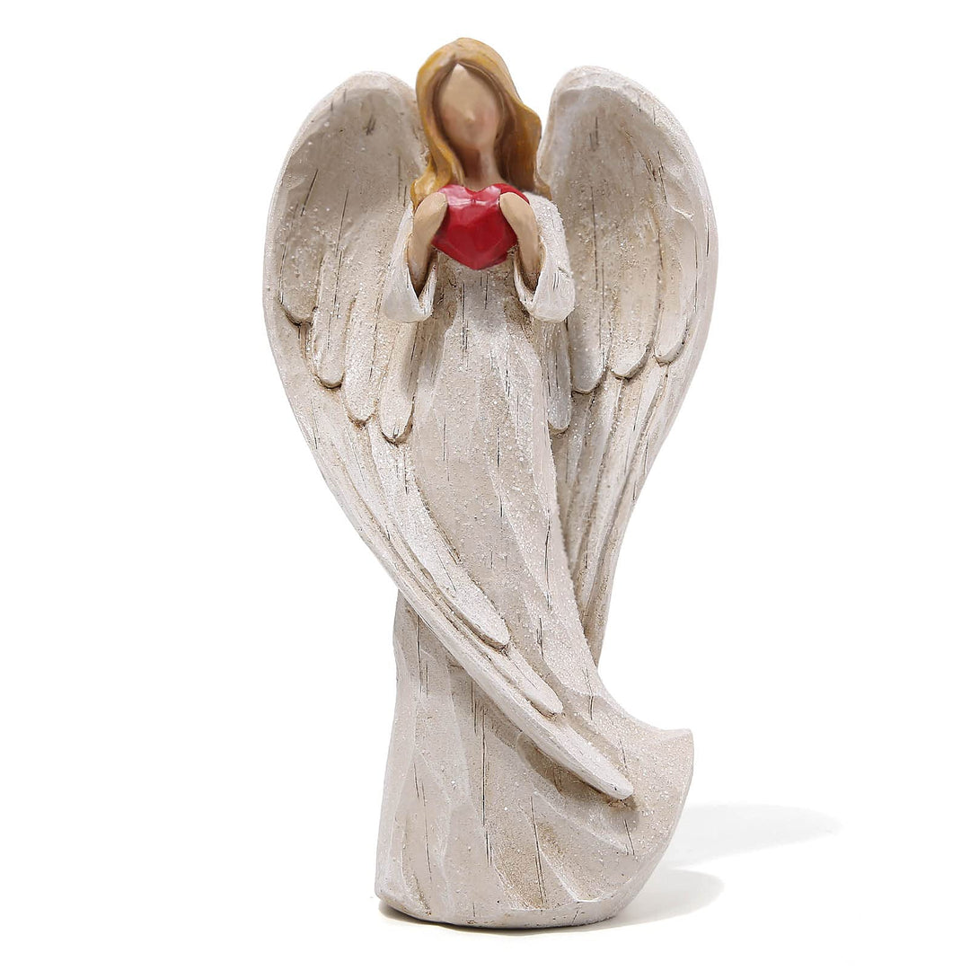8.9inch Resin Praying Angel Sculpture Figurine for Gifts Home Decoration Praying commemorating Angel Statue, exquisitely Carved and Hand-Painted Characters (with Hear)