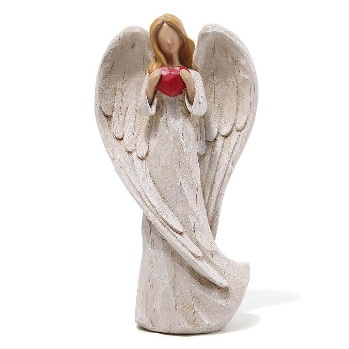 8.9inch Resin Praying Angel Sculpture Figurine for Gifts Home Decoration Praying commemorating Angel Statue, exquisitely Carved and Hand-Painted Characters (with Hear)