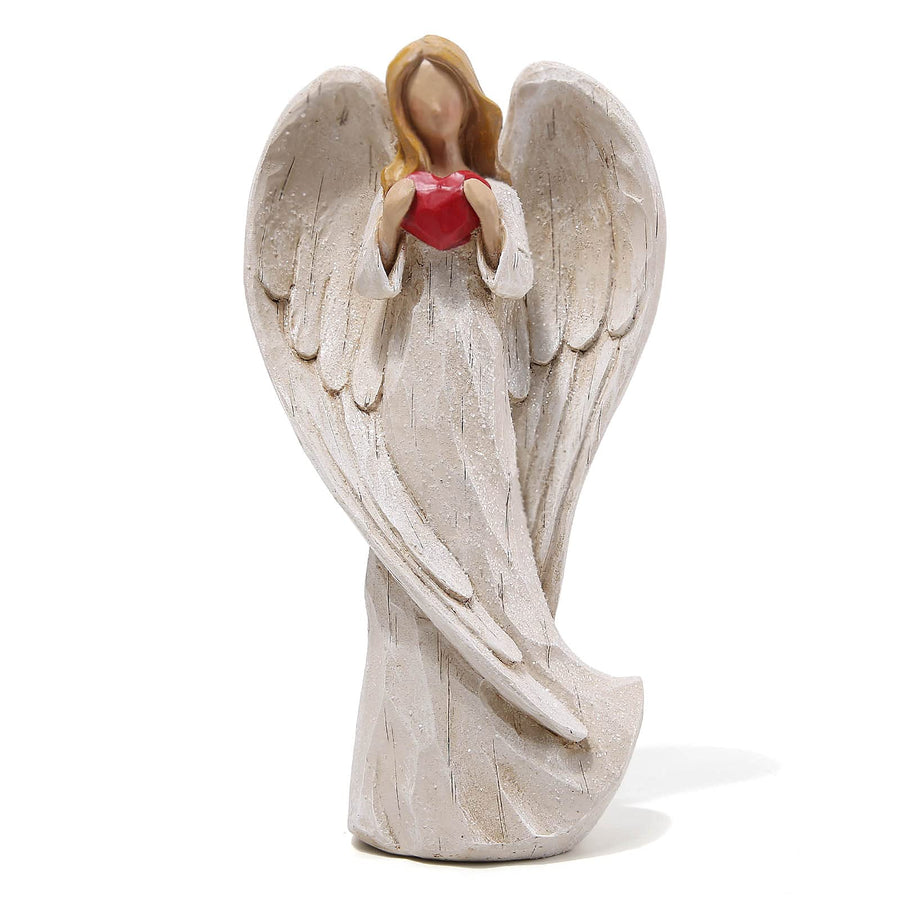 8.9inch Resin Praying Angel Sculpture Figurine for Gifts Home Decoration Praying commemorating Angel Statue, exquisitely Carved and Hand-Painted Characters (with Hear)