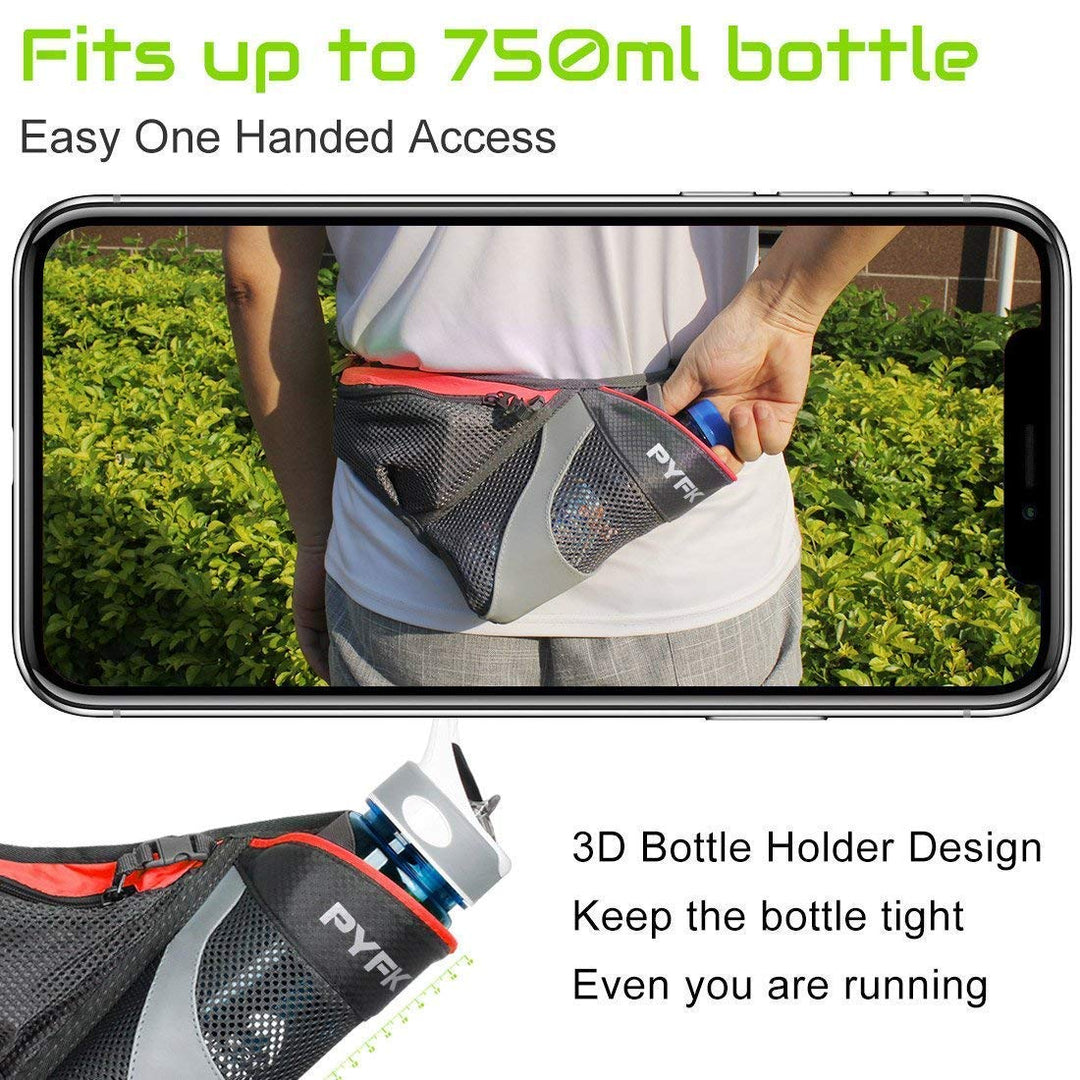 PYFK Running Belt Hydration Waist Pack with Water Bottl